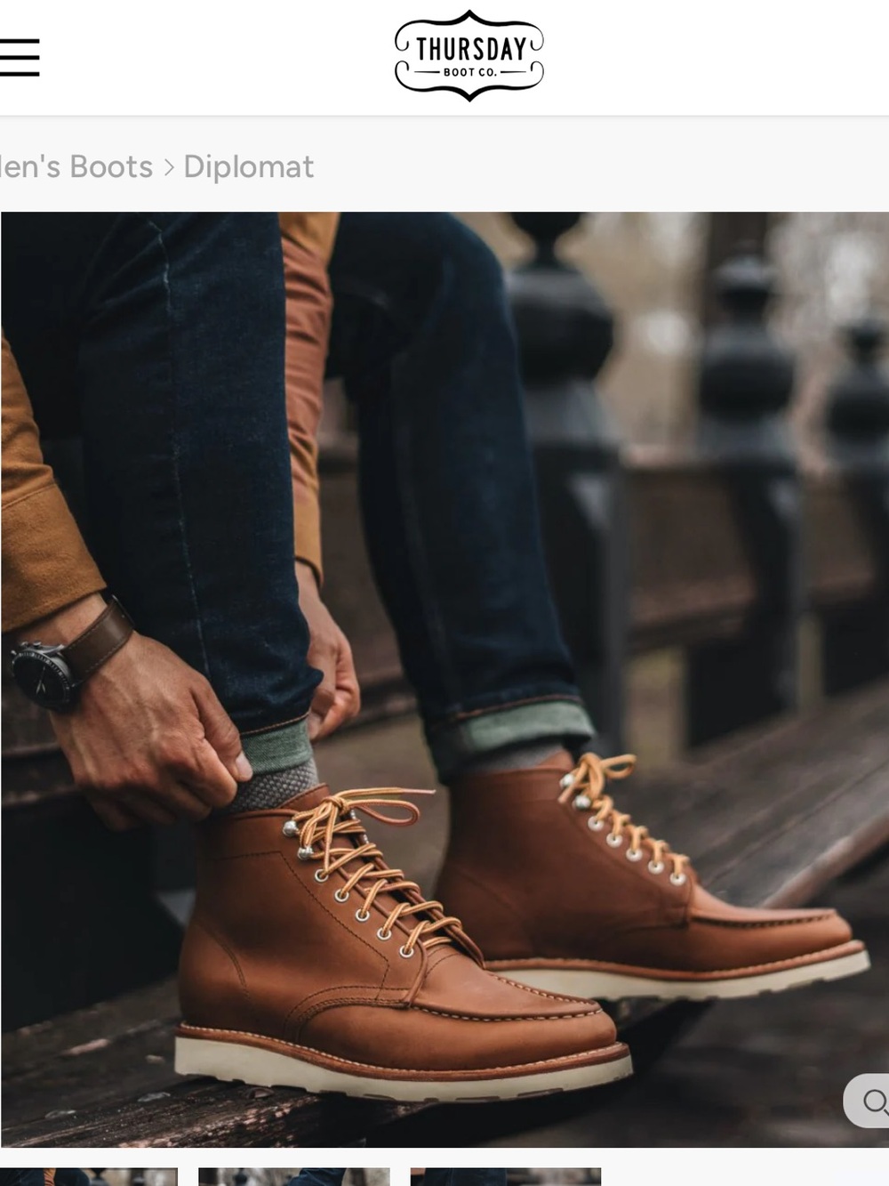 THURSDAY BOOT COMPANY Sz 11.5 Diplomat Brown Leather Boots Orig $200 Exc Cond